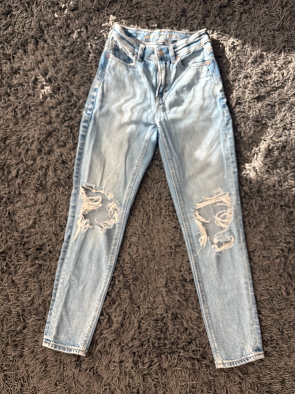 American Eagle Light Blue High-Rise Mom Jeans
